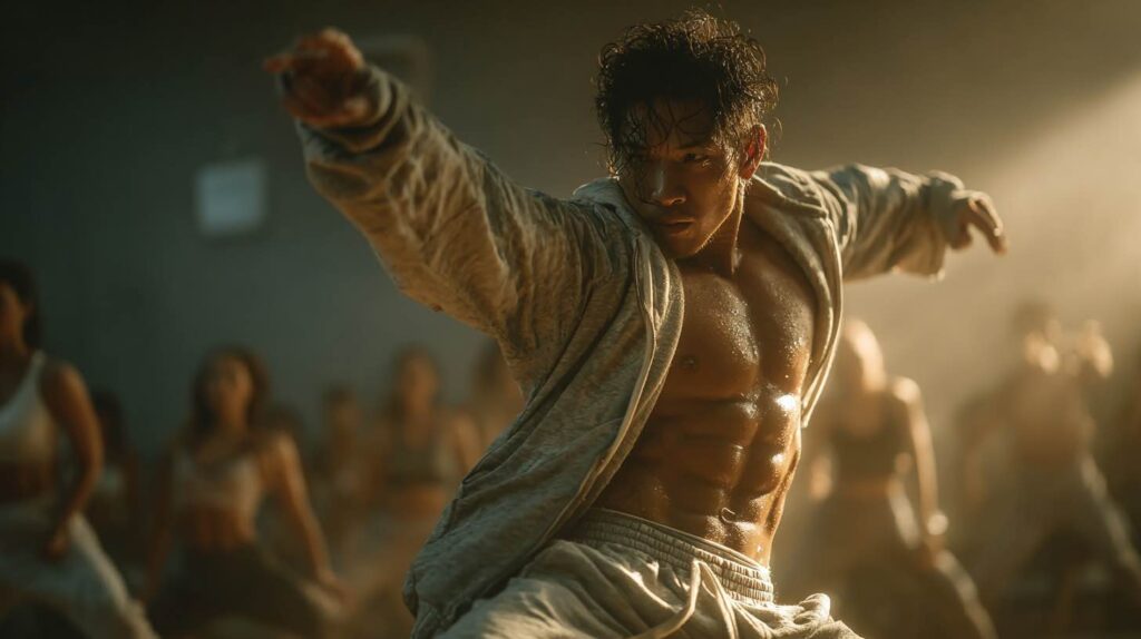 カンフーを披露する青年