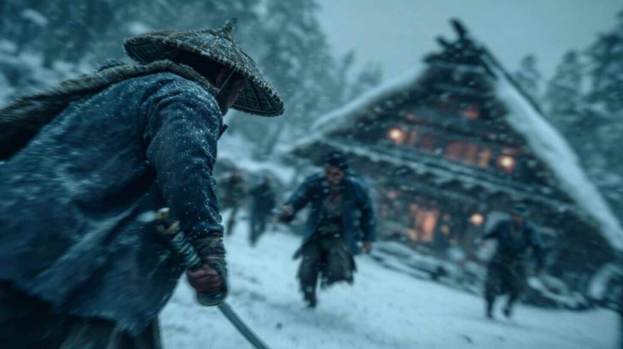 積雪の路面でステップを変えて安全に演じるアクション俳優